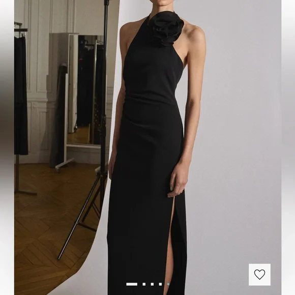 MANGO - Draped halter-neck dress with flower motif Black - 4 - Woman